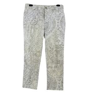 Chico’s So Slimming Crop Pants Cream & light Olive Print Size 0